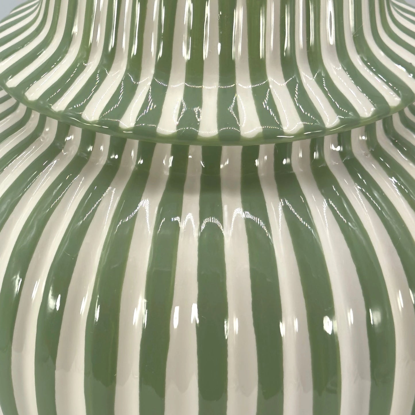 Candy Cane Striped Ceramic Vase 18", Green