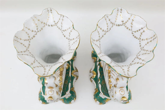 Pair of "Old Paris" Porcelain Cornucopia Planters