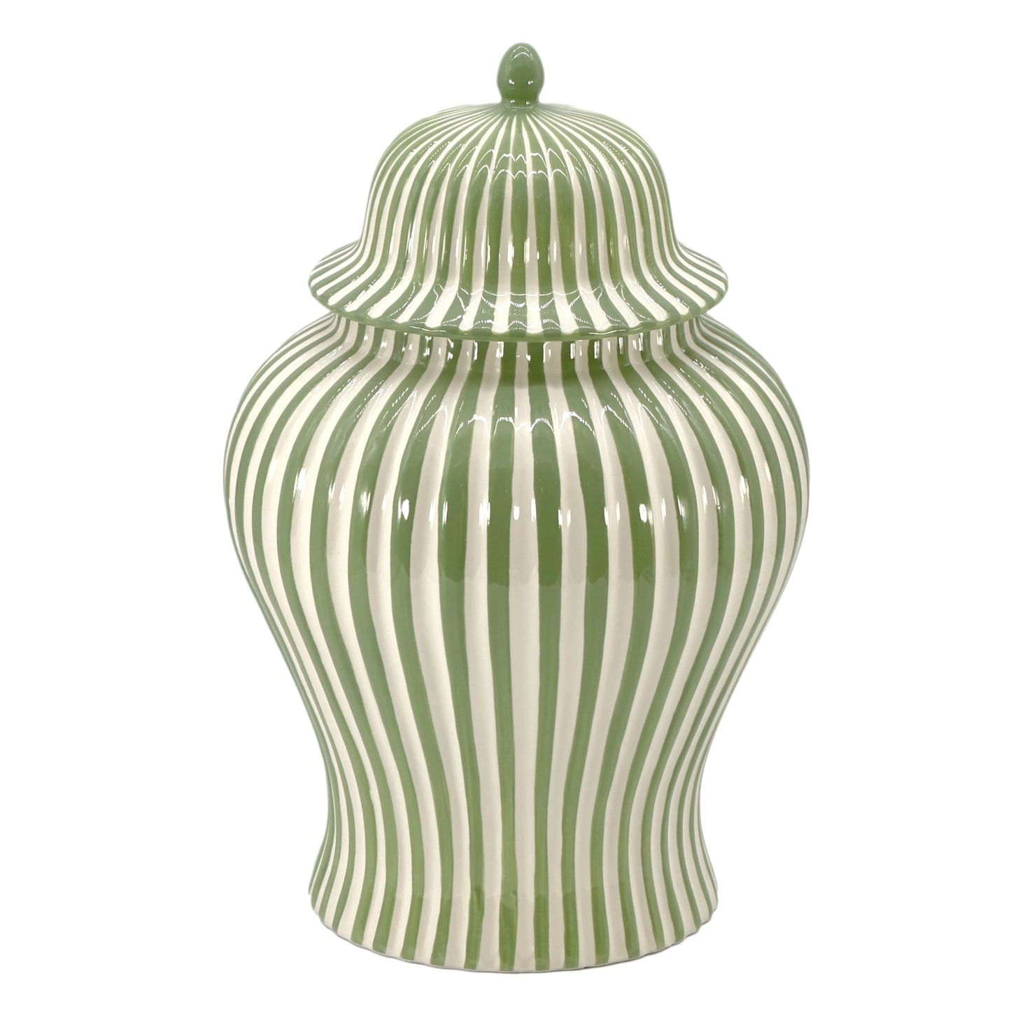 Candy Cane Striped Ceramic Vase 18", Green