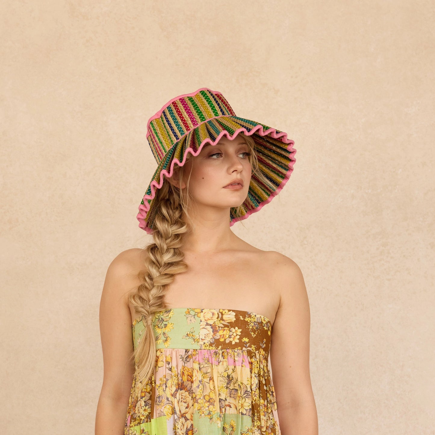 Luxe Capri Hat | Tropical | Candy Pink | Maxi Brim | Medium