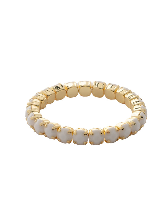 White Crystal & 10K Gold Stretch Bracelet