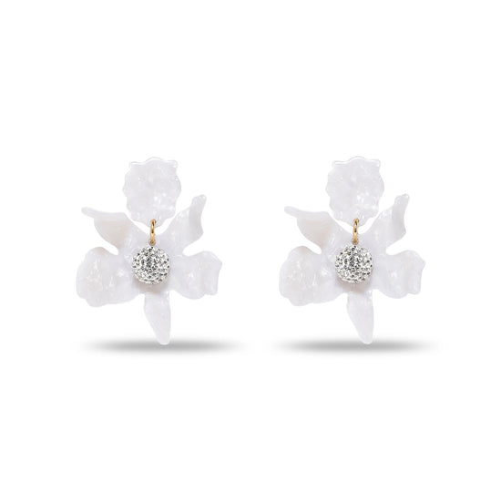 Mother of Pearl Small Crystal Lily Earrings