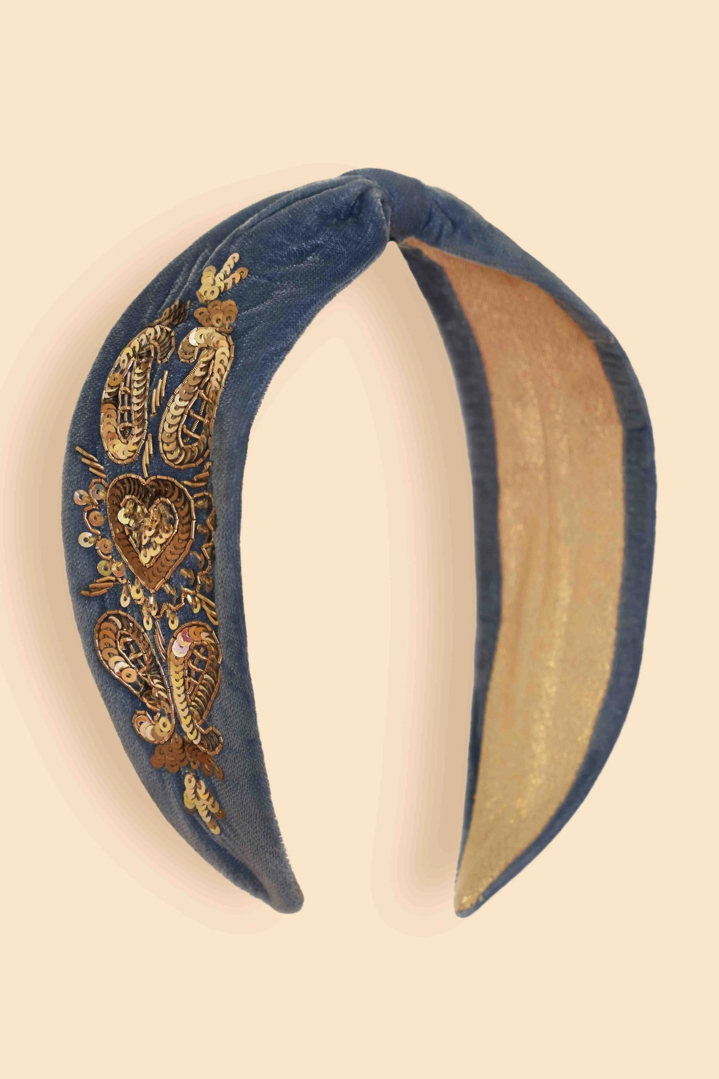 Velvet Embellished Headband, Royal Blue