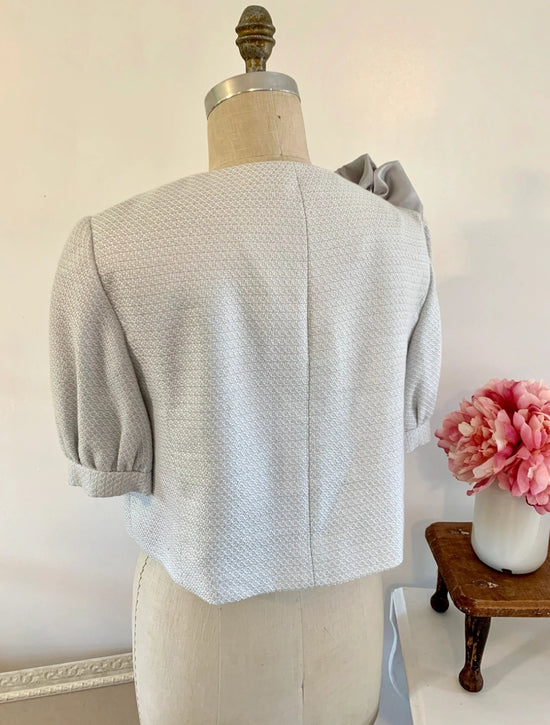 Silver blazer with Statement Ruffle