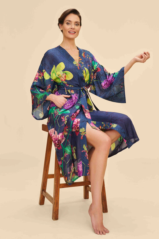 Exotic Evening in Ink Kimono Gown