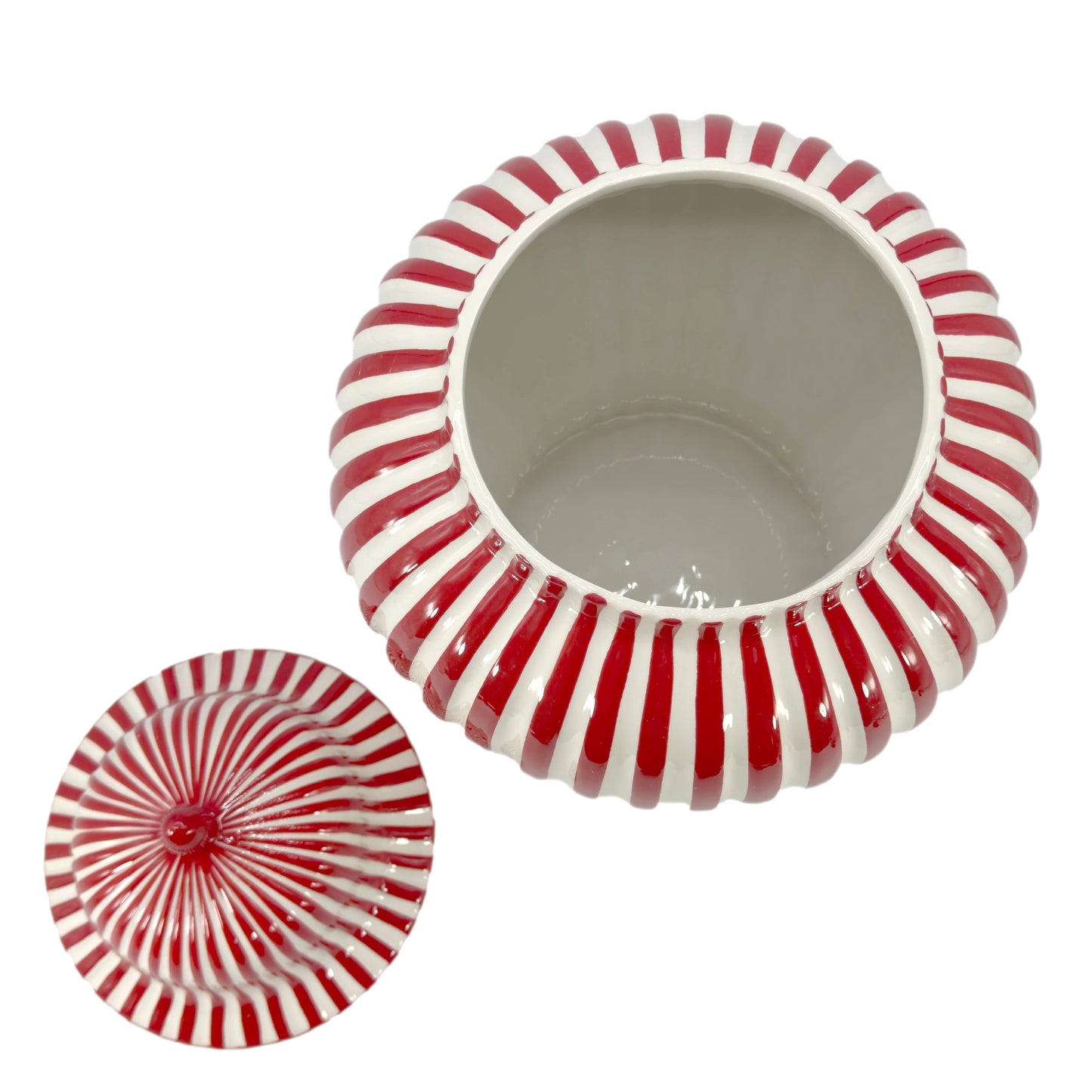 Candy Cane Striped Ceramic Vase 18", Red