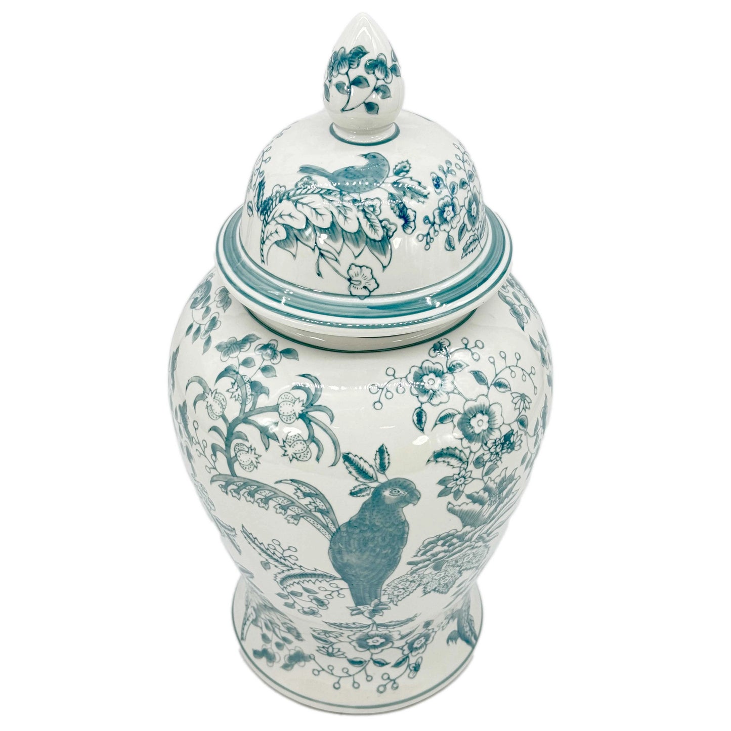 Blue & White Chinoiserie Ceramic Jar 18"