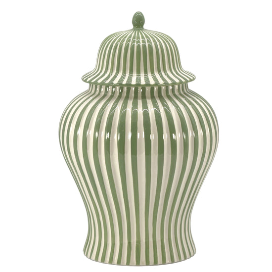 Candy Cane Striped Ceramic Vase 18", Green