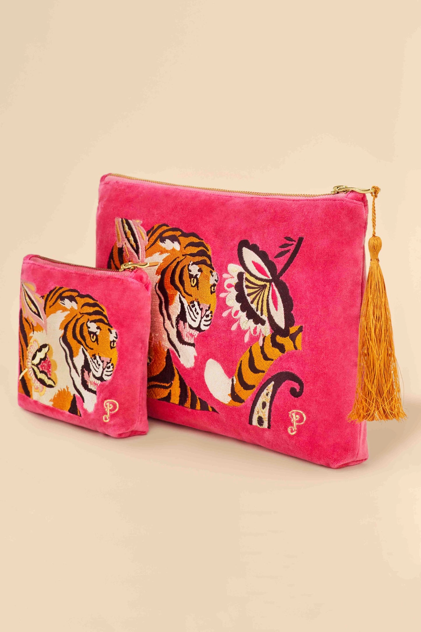 Velvet Zip Pouch, Thrill of the Tiger