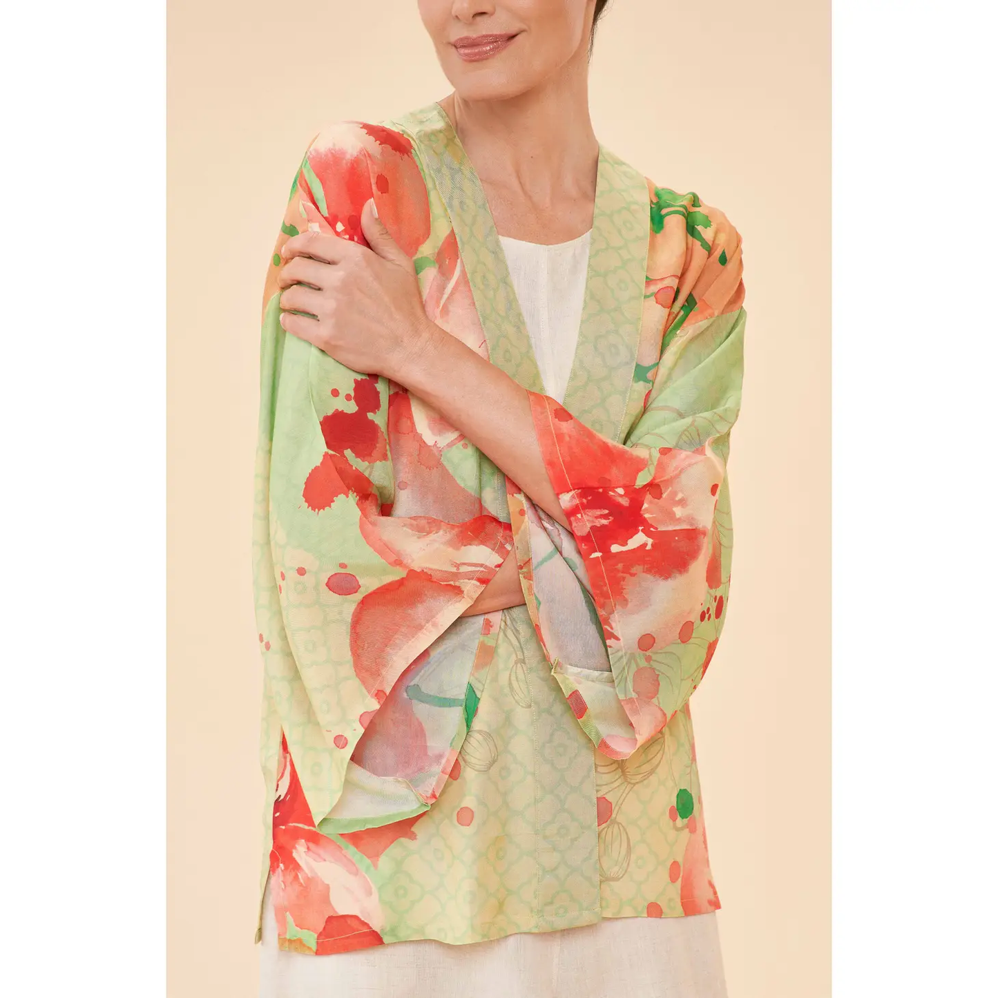 Watercolour Orchids Kimono Jacket