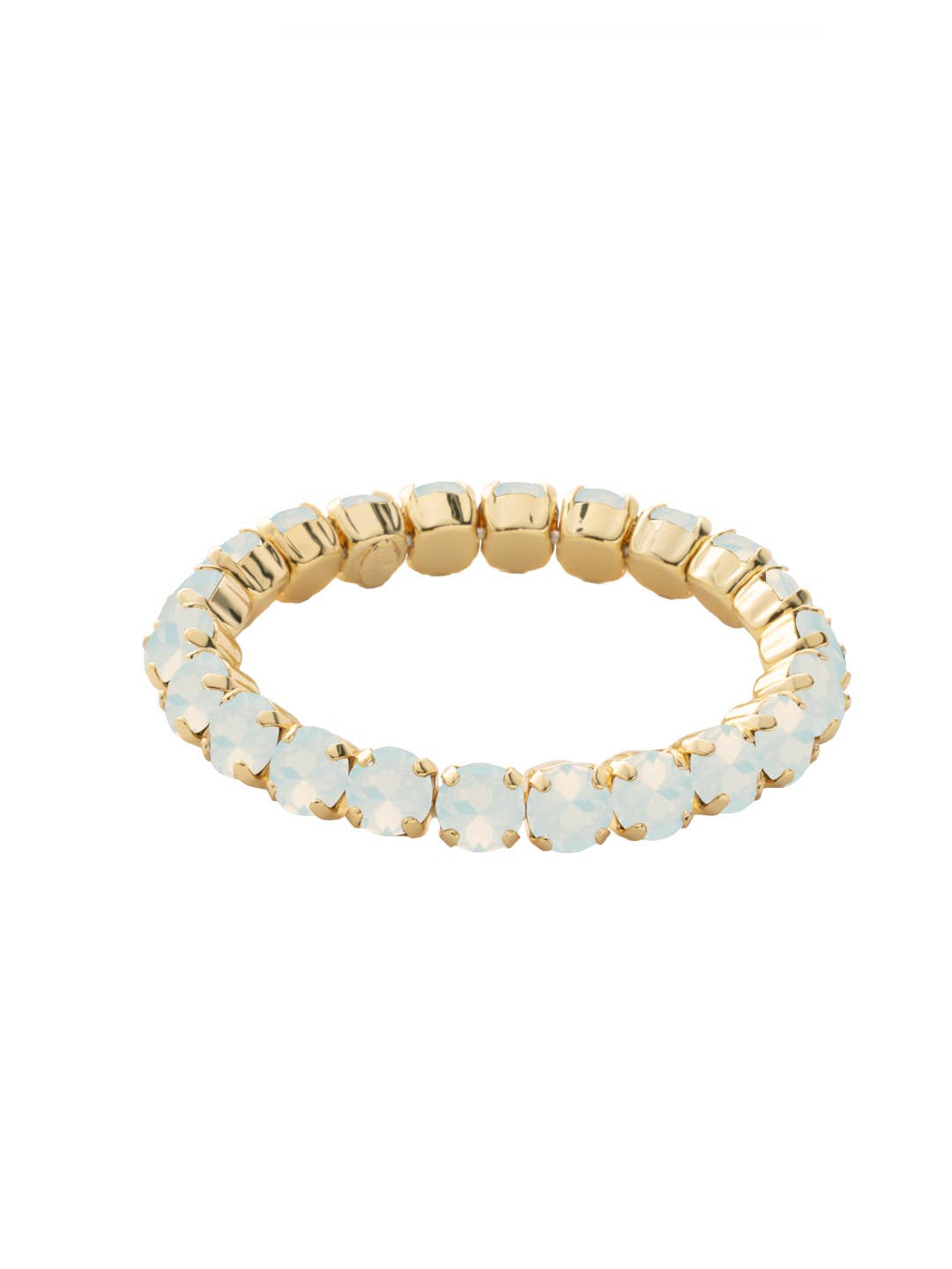 White Opal Crystal and 10K Gold Stretch Bracelet
