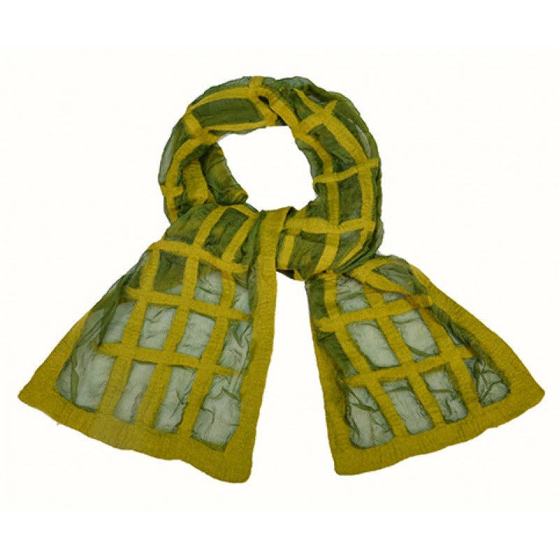 Green Square Felted Chiffon Scarves